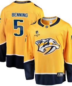 Nashville Predators Matt Benning 5 Home 2022 Stanley Cup Playoffs Breakaway Men Jersey - Gold