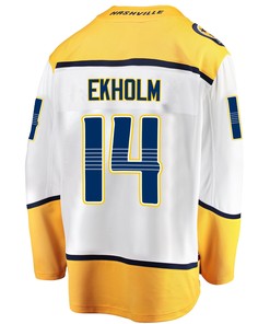 Nashville Predators Mattias Ekholm 14 Away 2022 Stanley Cup Playoffs Breakaway Men Jersey - White