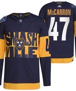Nashville Predators Michael McCarron 2022 Stadium Series Navy 47 Jersey Primegreen Jersey