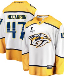 Nashville Predators Michael McCarron 47 Away 2022 Stanley Cup Playoffs Breakaway Men Jersey - White