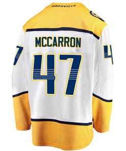 Nashville Predators Michael McCarron 47 Away 2022 Stanley Cup Playoffs Breakaway Men Jersey - White