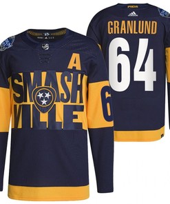 Nashville Predators Mikael Granlund 2022 Stadium Series Navy 64 Jersey Primegreen Jersey