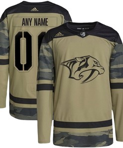 Nashville Predators Military Appreciation Team Custom Practice Jersey - Camo
