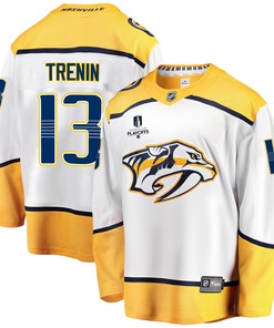 Nashville Predators Yakov Trenin 13 Away 2022 Stanley Cup Playoffs Breakaway Men Jersey - White