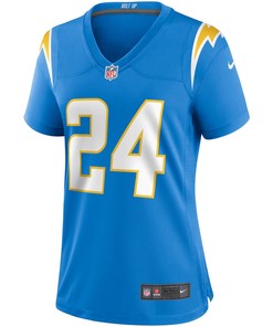 Nasir Adderley 24 Los Angeles Chargers Women's Game Jersey - Powder Blue