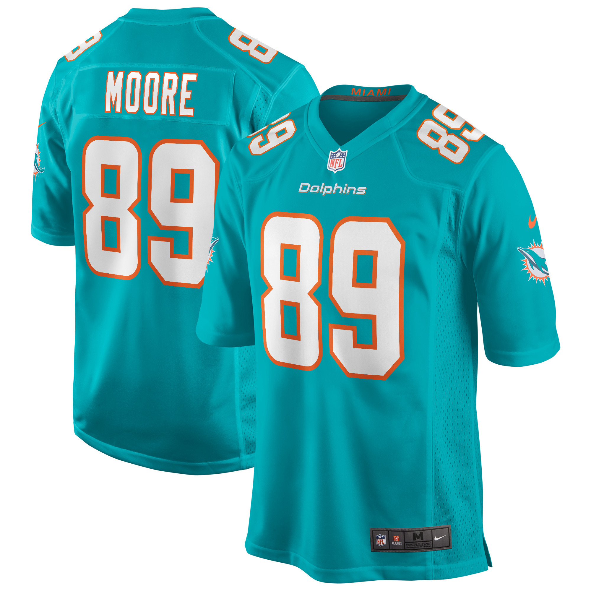 Nat Moore Miami Dolphins Game Retired Player Jersey - Aqua Nfl