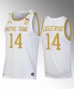 Nate Laszewski 14 Notre Dame Fighting Irish White Jersey 2022-23 College Basketball