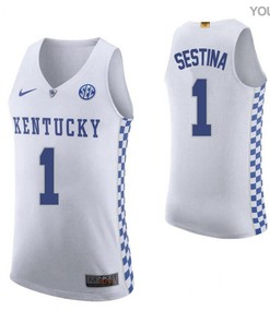 Nate Sestina 1 Kentucky Wildcats Elite Basketball Road Youth Jersey - White