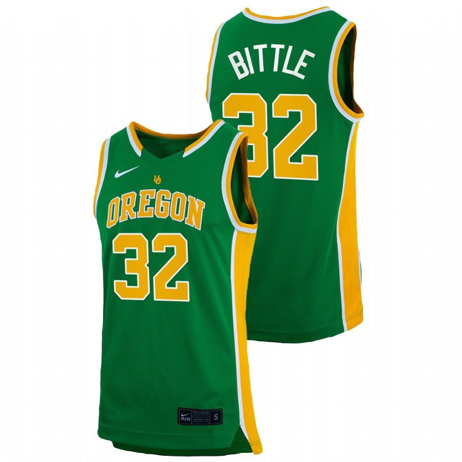 Nathan Bittle 32 Oregon Ducks 2022 Green Retro College Basketball Men Jersey