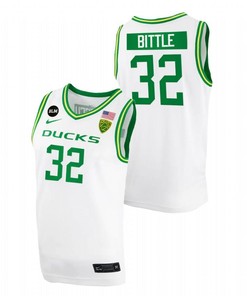 Nathan Bittle 32 Oregon Ducks 2023 College Basketball BLM Patch Men Jersey White