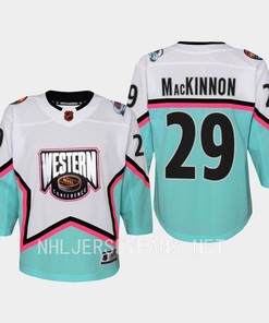 Nathan MacKinnon 29 Colorado Avalanche 2023 All-Star Game Jersey White Equipment