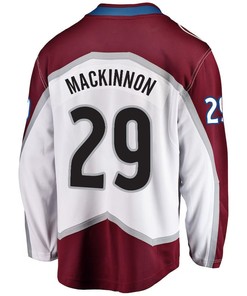 Nathan MacKinnon 29 Colorado Avalanche Stanley Cup 2023 Playoffs Patch Away Breakaway Men Jersey - White