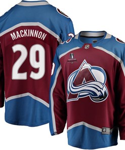 Nathan MacKinnon 29 Colorado Avalanche Stanley Cup 2023 Playoffs Patch Home Breakaway Men Jersey - Burgundy