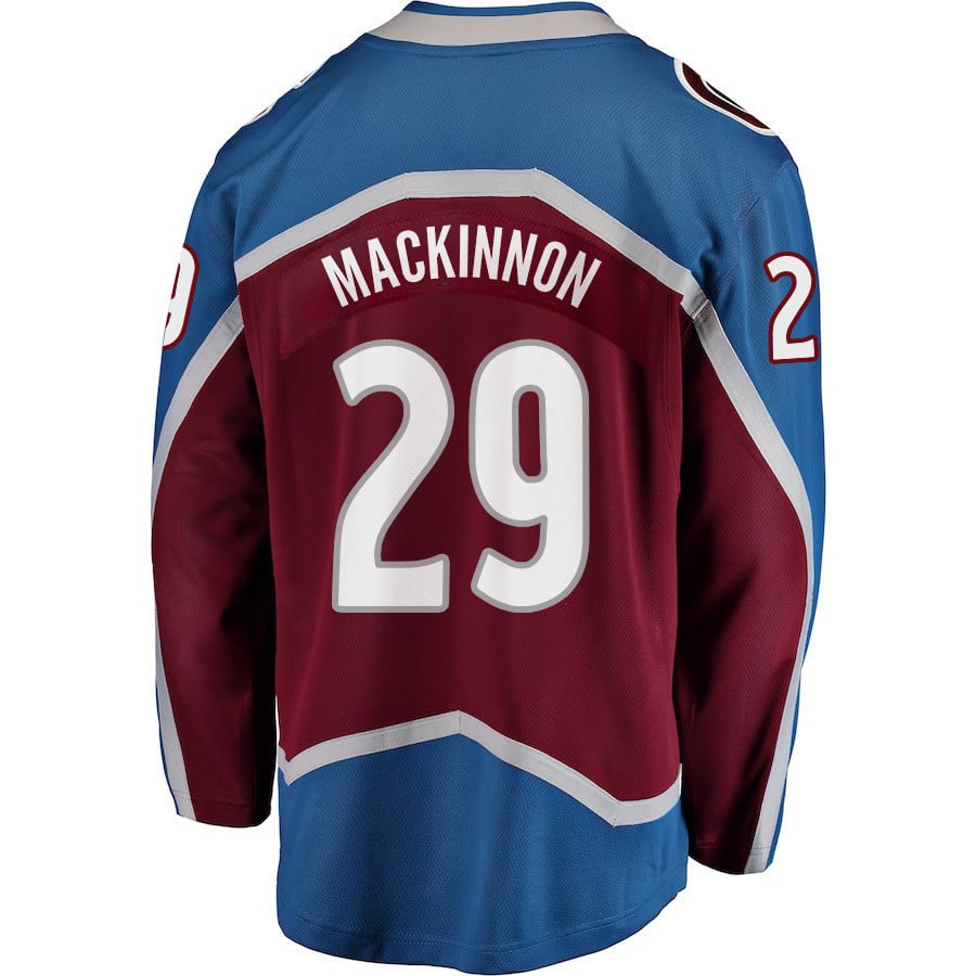 Nathan MacKinnon 29 Colorado Avalanche Stanley Cup 2023 Playoffs Patch Home Breakaway Men Jersey - Burgundy