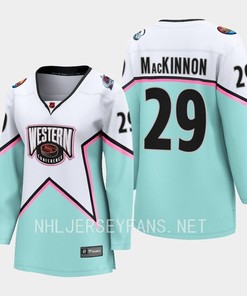 Nathan MacKinnon 29 Colorado Avalanche White 2023 All-Star Western Conference Jersey Women