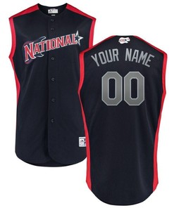 National League Majestic 2019 Mlb All-star Game Workout Custom Jersey Navy/red