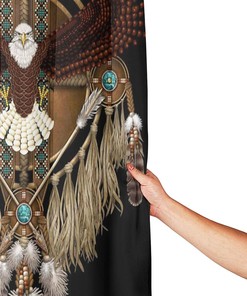 Native American Bald Eagle Mandala Shower Curtain Set - Waterproof Fabric Bathroom Accessories for Home Decor