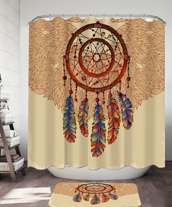Native American Dream Catcher Shower Curtain in Beige - Perfect for Bathroom Decor