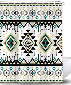 Native American Shower Curtain - Colorful Geometric Pattern for Southwest Bathroom Decor