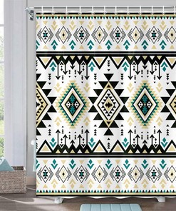 Native American Shower Curtain - Colorful Geometric Pattern for Southwest Bathroom Decor