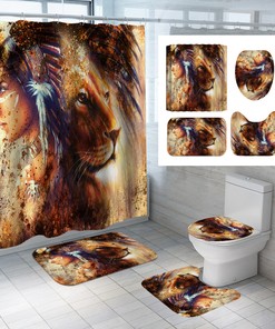 Native American Spirit - Lion Girl Shower Curtain for Bathroom Decor