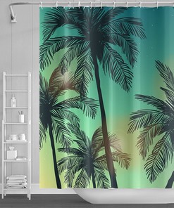 Natural Beach Coconut Tree Printed Shower Curtain for Your Beach-Themed Bathroom