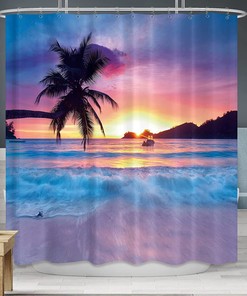 Natural Beach Coconut Tree Printed Shower Curtain for Your Beach-Themed Bathroom