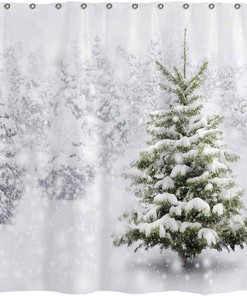 Natural Winter Forest Christmas Shower Curtain 