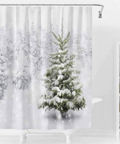 Natural Winter Forest Christmas Shower Curtain