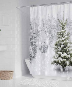 Natural Winter Forest Christmas Shower Curtain 