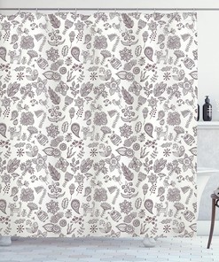 Nature Themed Doodle Art Playroom Shower Curtain with Animals Print Bathroom Decor