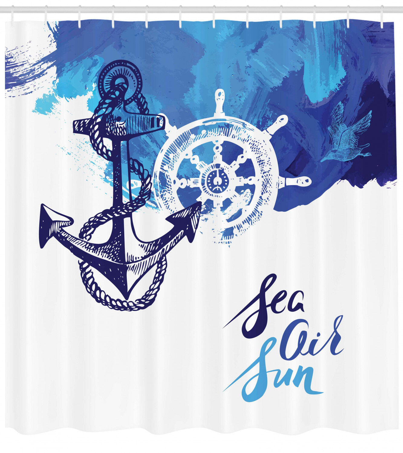 Nautical Anchor Wheel Shower Curtain - Bathroom Decor Print