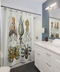 Nautical Octopus Shower Curtain - Antique Bathroom Decor