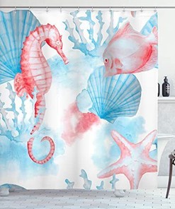Nautical Sea Life Shower Curtain Bathroom Decor