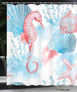 Nautical Sea Life Shower Curtain Bathroom Decor