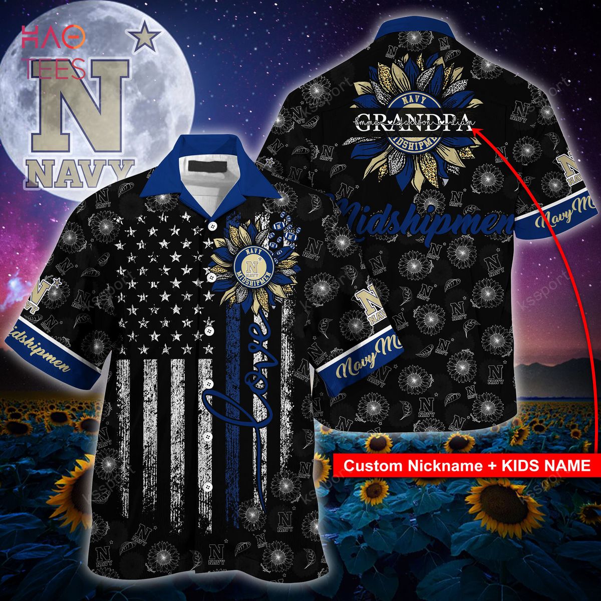 Navy Midshipmen Hawaiian Shirt Ver 2