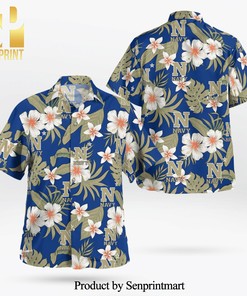 Navy Midshipmen Logo Full Printing Flowery Aloha Summer Beach Hawaiian Shirt - Navy