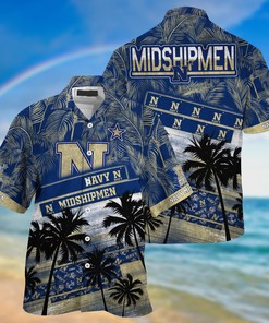 Navy Midshipmen NCAA Palm Tree Pattern Hawaii Shirt For Sports Fans