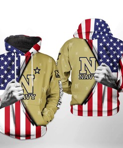 Navy Midshipmen NCAA US Flag 3D Printed Hoodie/Zipper Hoodie