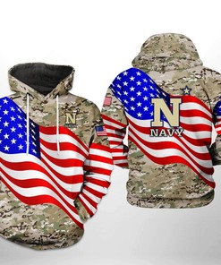 Navy Midshipmen NCAA US Flag Camo Veteran 3D Printed Hoodie/Zipper Hoodie