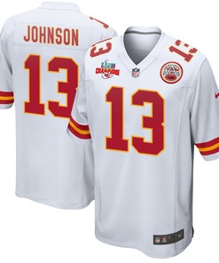 Nazeeh Johnson 13 Kansas City Chiefs Super Bowl LVII Champions 3 Stars Men Game Jersey - White