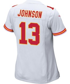 Nazeeh Johnson 13 Kansas City Chiefs Super Bowl LVII Champions 3 Stars Women Game Jersey - White
