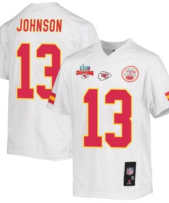 Nazeeh Johnson 13 Kansas City Chiefs Super Bowl LVII Champions 3 Stars Youth Game Jersey - White