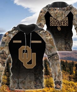 Nca10-Oklahoma Sooners -Hunting Camo Style-3D Hoodie, Zipper