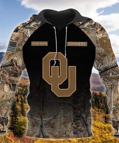 Nca10-Oklahoma Sooners -Hunting Camo Style-3D Hoodie, Zipper