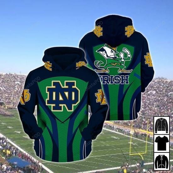 Ncaa Notre Dame Fighting Irish 3D Hoodie Zip Hoodie Style 07
