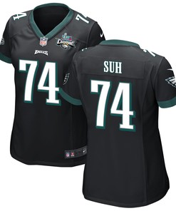 Ndamukong Suh 74 Philadelphia Eagles Super Bowl LVII Champions 2 Stars Women Game Jersey - Black