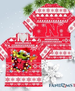 Nebraska Cornhuskers Baby Yoda Christmas Ugly Hawaiian Shirt