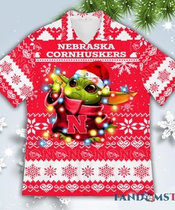 Nebraska Cornhuskers Baby Yoda Christmas Ugly Hawaiian Shirt