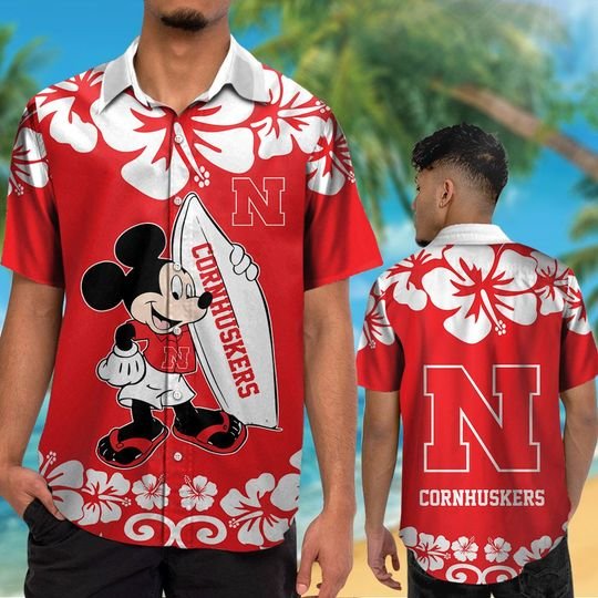 Nebraska Cornhuskers Mickey Mouse Hawaiian Shirt
